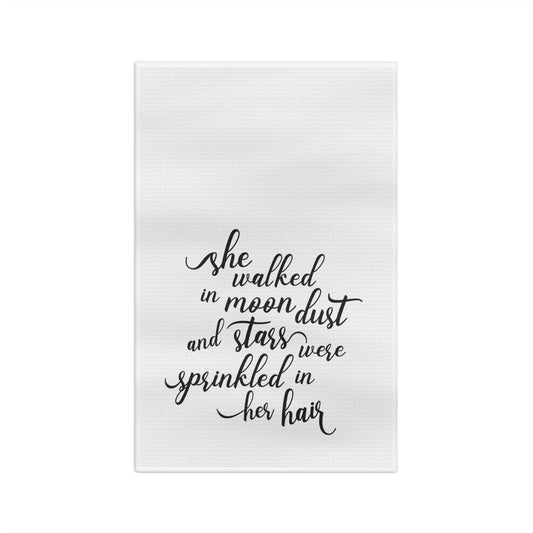 She Walked in Moon Dust Tea Towel - Witchy Kitchens