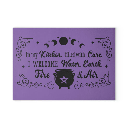 Purple In My Kitchen Glass Cutting Board - Witchy Kitchens