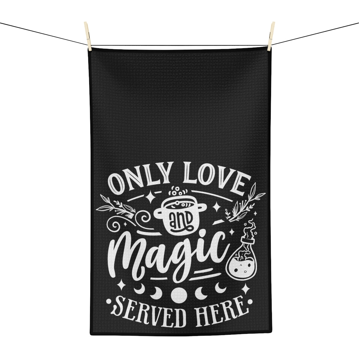 Only Love & Magic Black Tea Towel - Witchy Kitchens