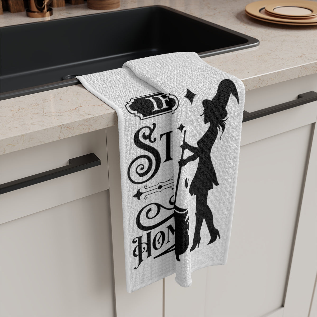 If I Have to Stir It White Tea Towel - Witchy Kitchens