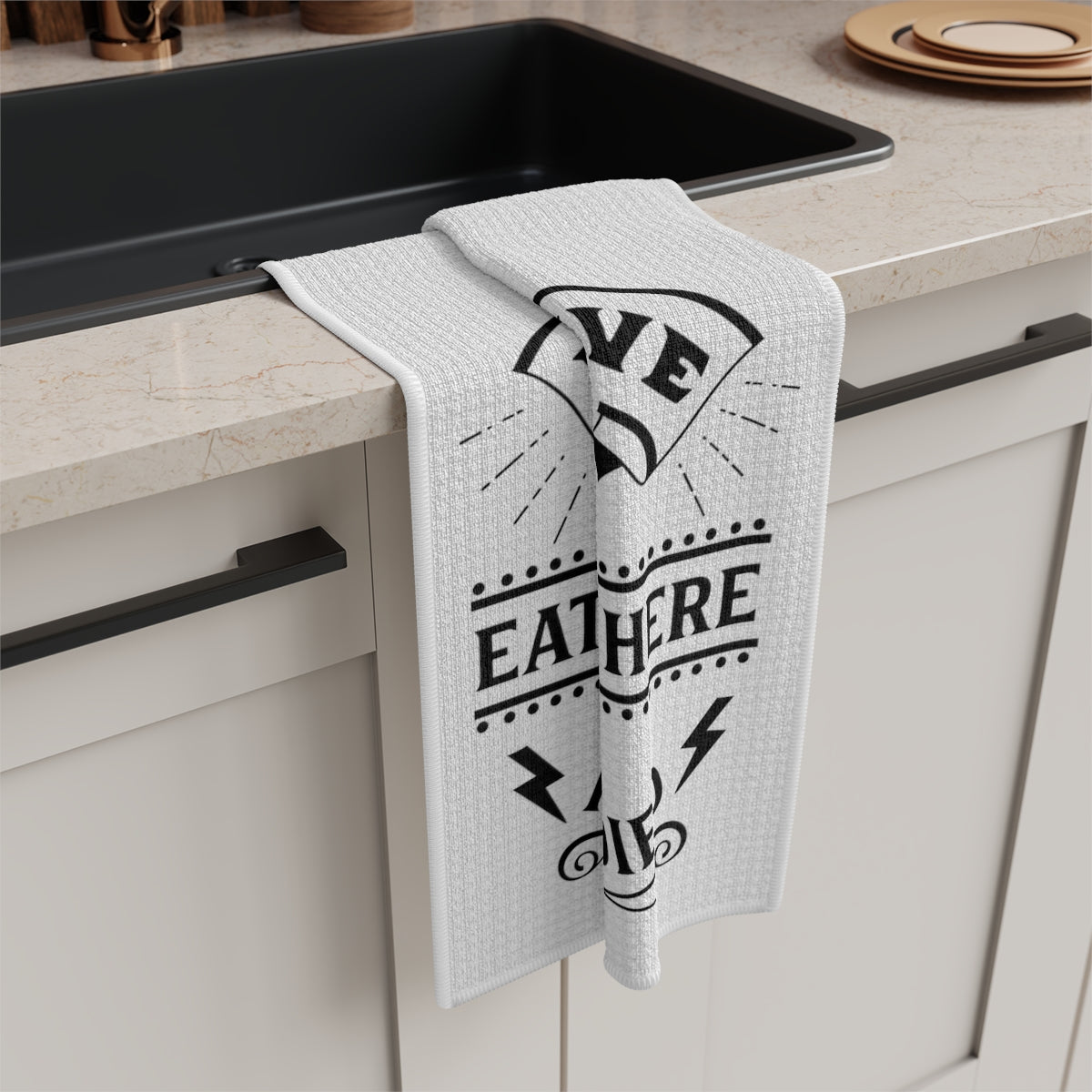 Many Have Eaten Here White Tea Towel - Witchy Kitchens