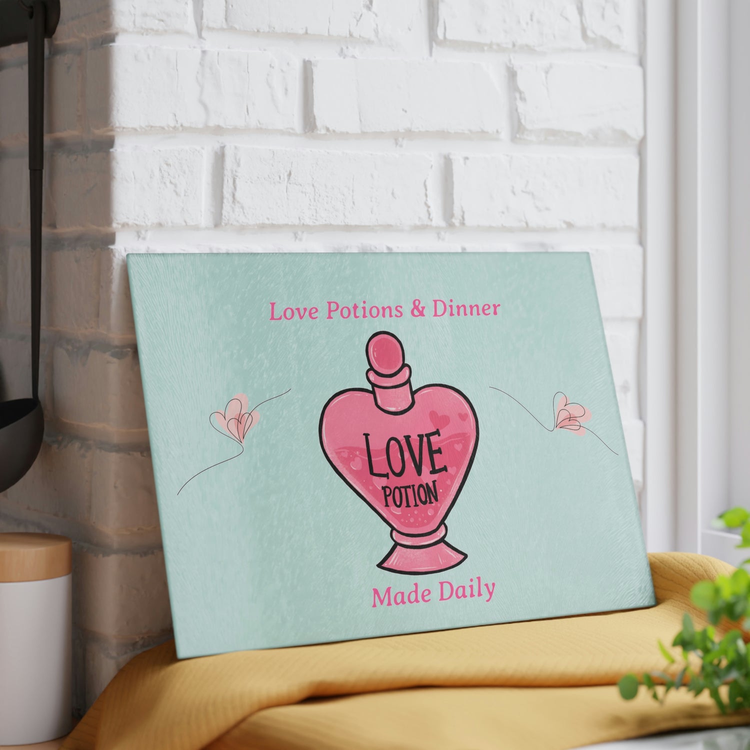 Love & Dinner Glass Cutting Board - Witchy Kitchens