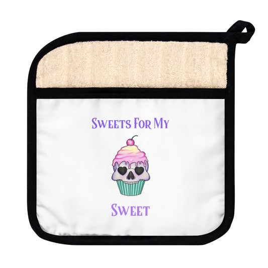 Sweets for my Sweet White Pot Holder with Pocket - Witchy Kitchens