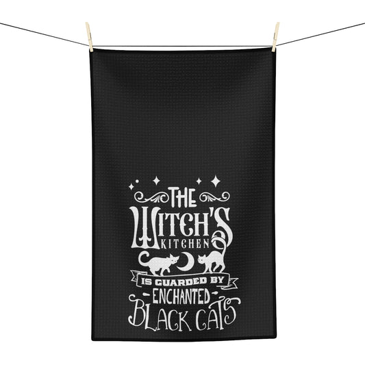 Enchanted Black Cats Black Tea Towel - Witchy Kitchens