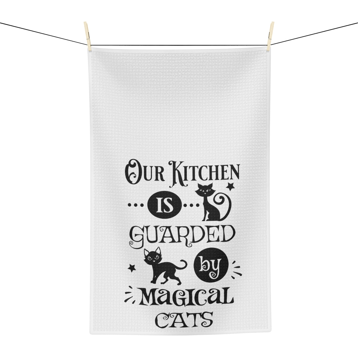 Guarded By Magical Cats Tea Towel - Witchy Kitchens