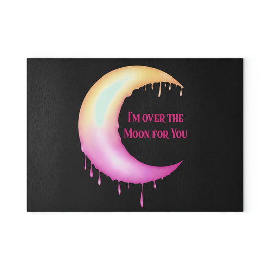 Over the Moon Black Glass Cutting Board - Witchy Kitchens