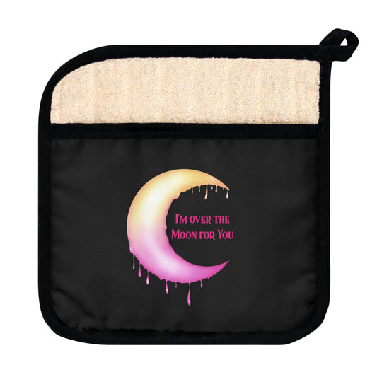 Over the Moon Black Pot Holder with Pocket - Witchy Kitchens