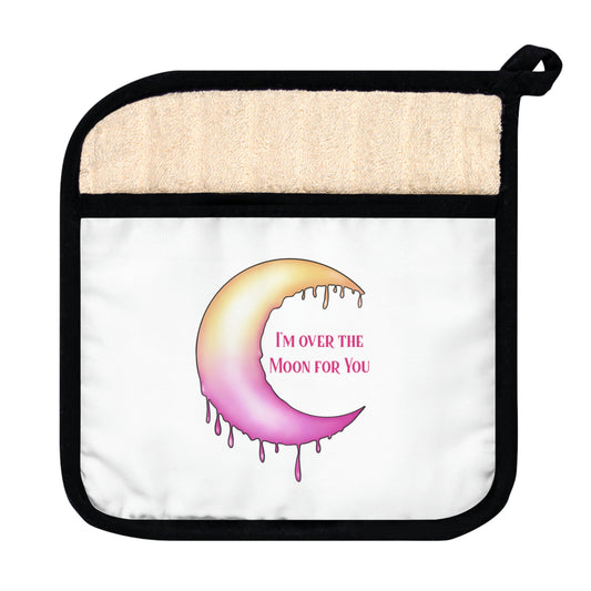 Over the Moon White Pot Holder with Pocket - Witchy Kitchens