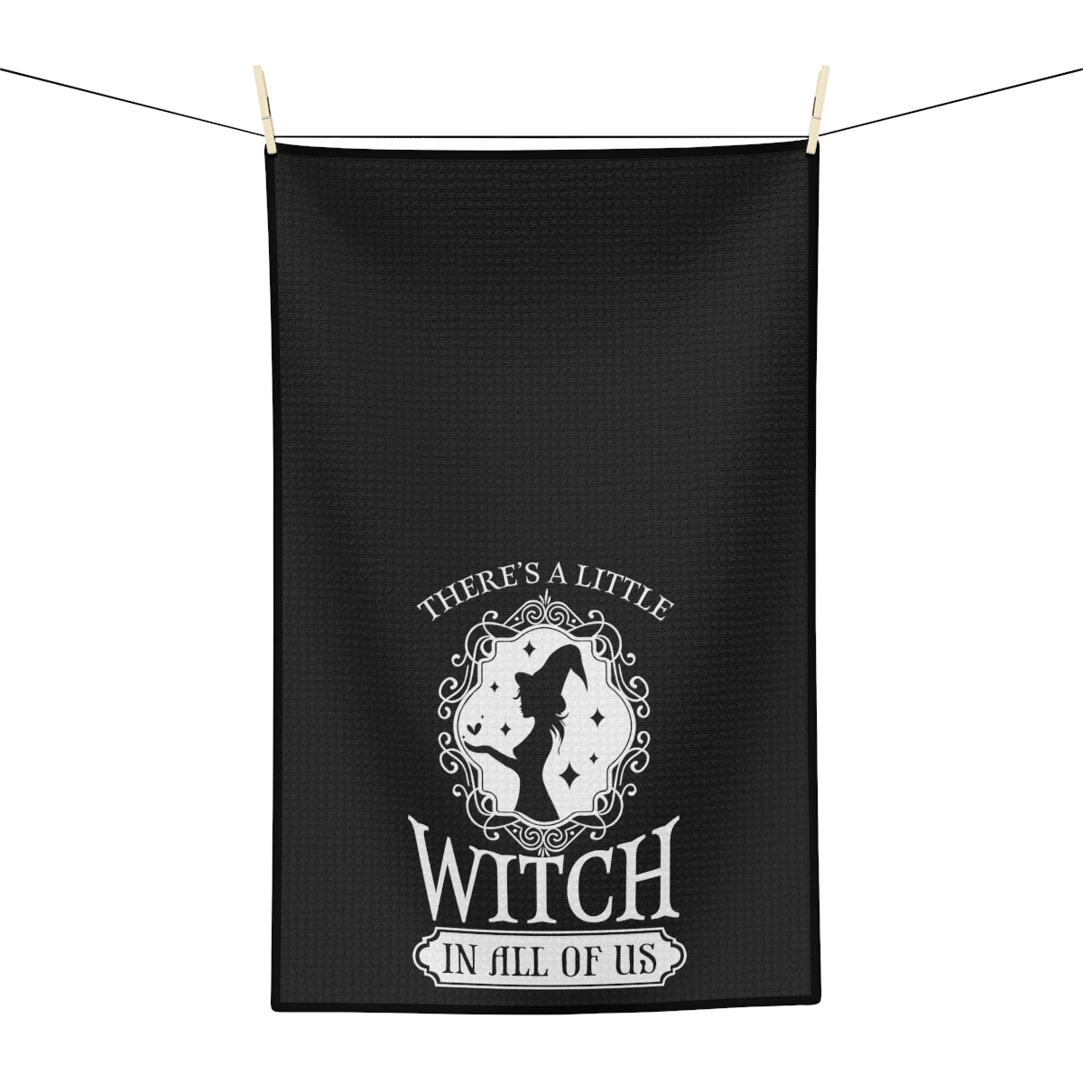 There's a Little Witch In All of Us Black Tea Towel - Witchy Kitchens