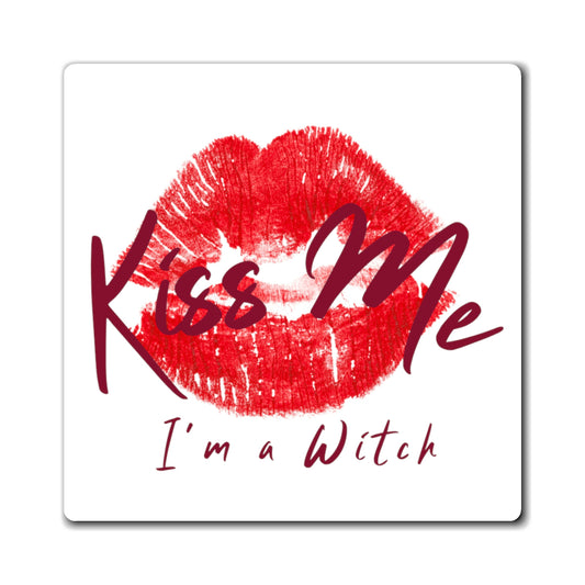 White Kiss Me I'm a Witch Magnet - Witchy Kitchens