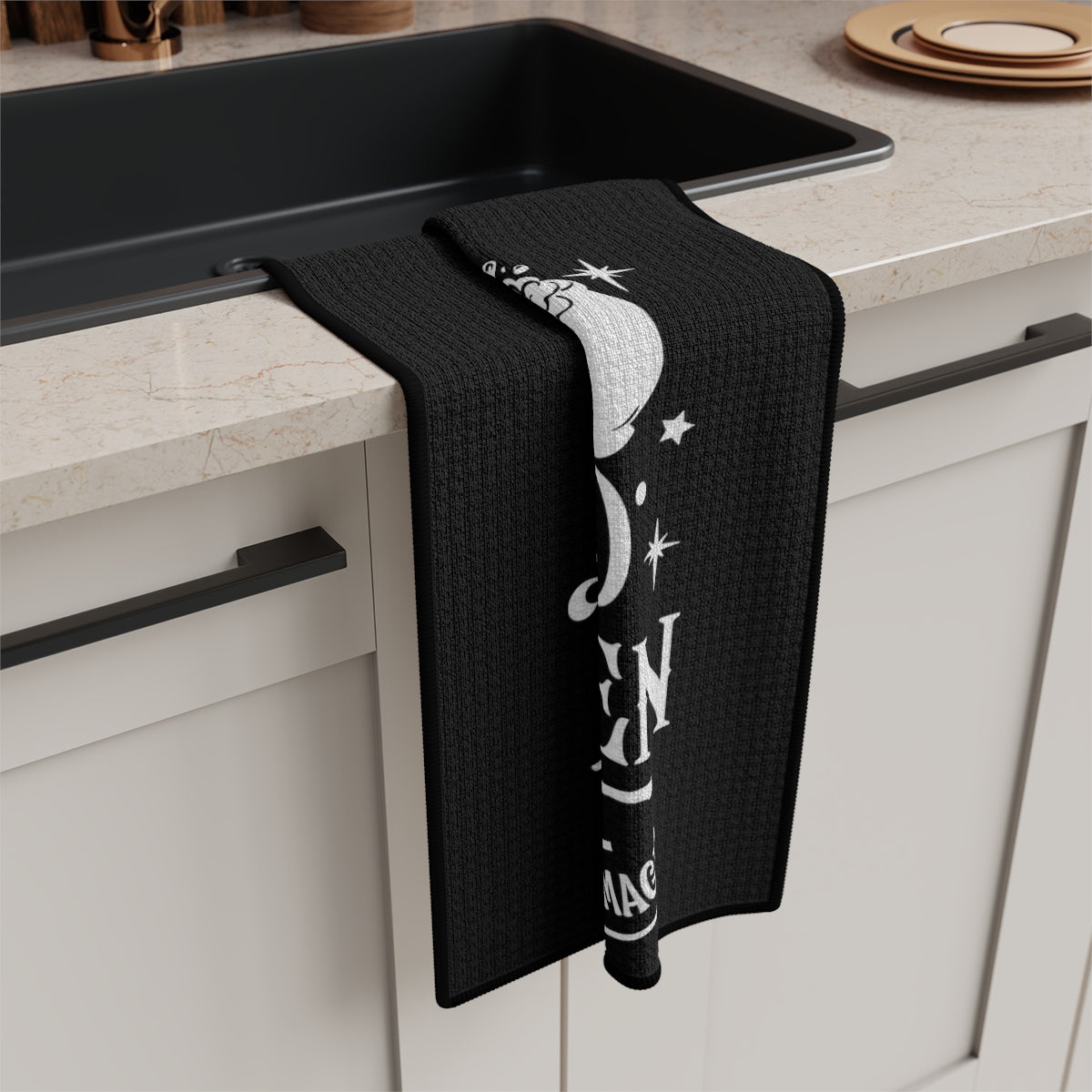 Wicked Kitchen Black Tea Towel - Witchy Kitchens