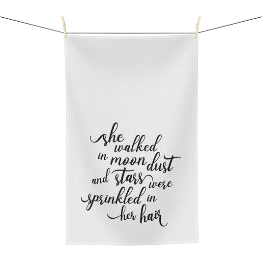 She Walked in Moon Dust Tea Towel - Witchy Kitchens