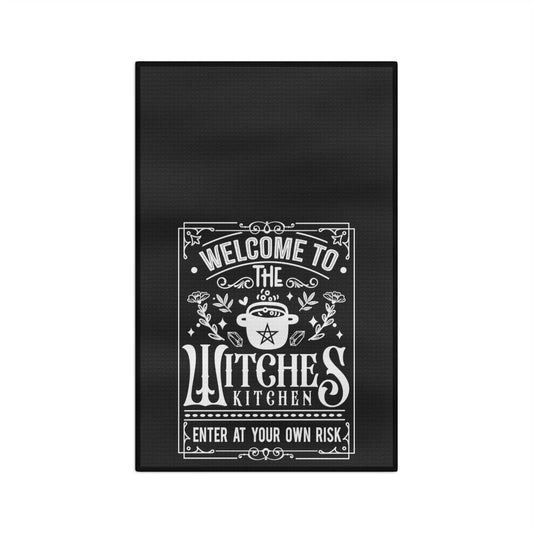 Enter at Your Own Risk Black Tea Towel - Witchy Kitchens