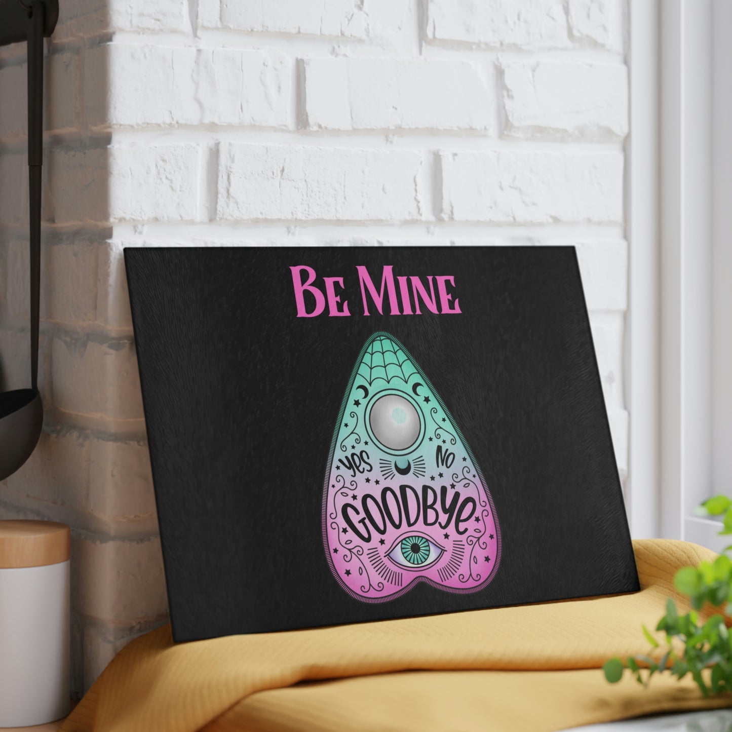 Be Mine Black Glass Cutting Board - Witchy Kitchens