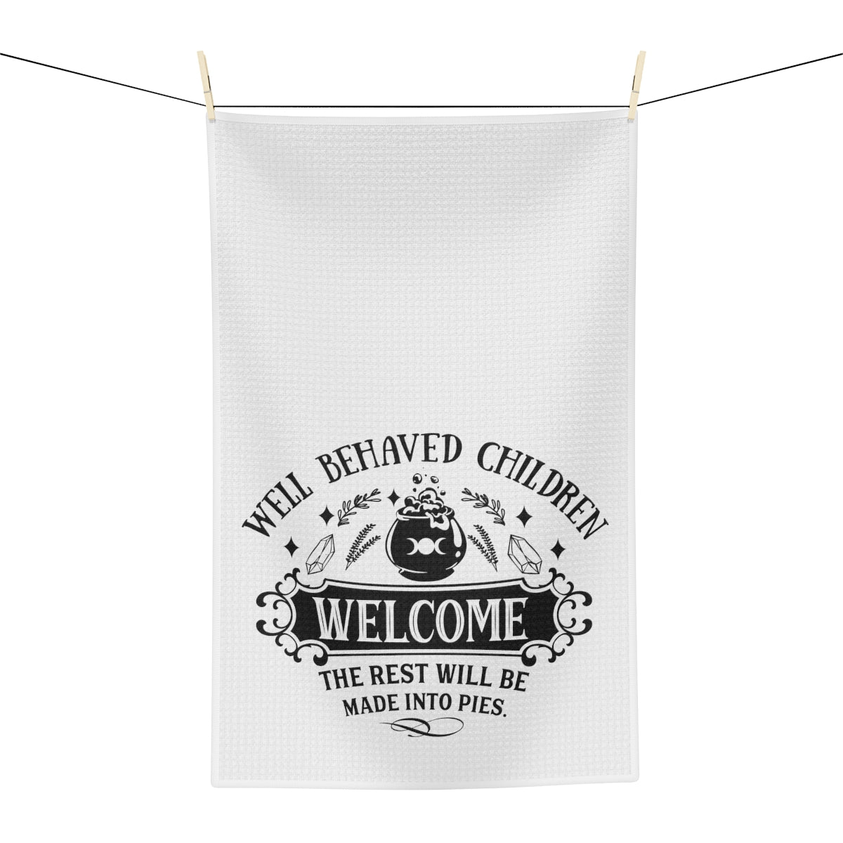 Well Behaved Children White Tea Towel - Witchy Kitchens