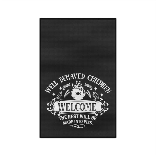 Well Behaves Children Black Tea Towel - Witchy Kitchens