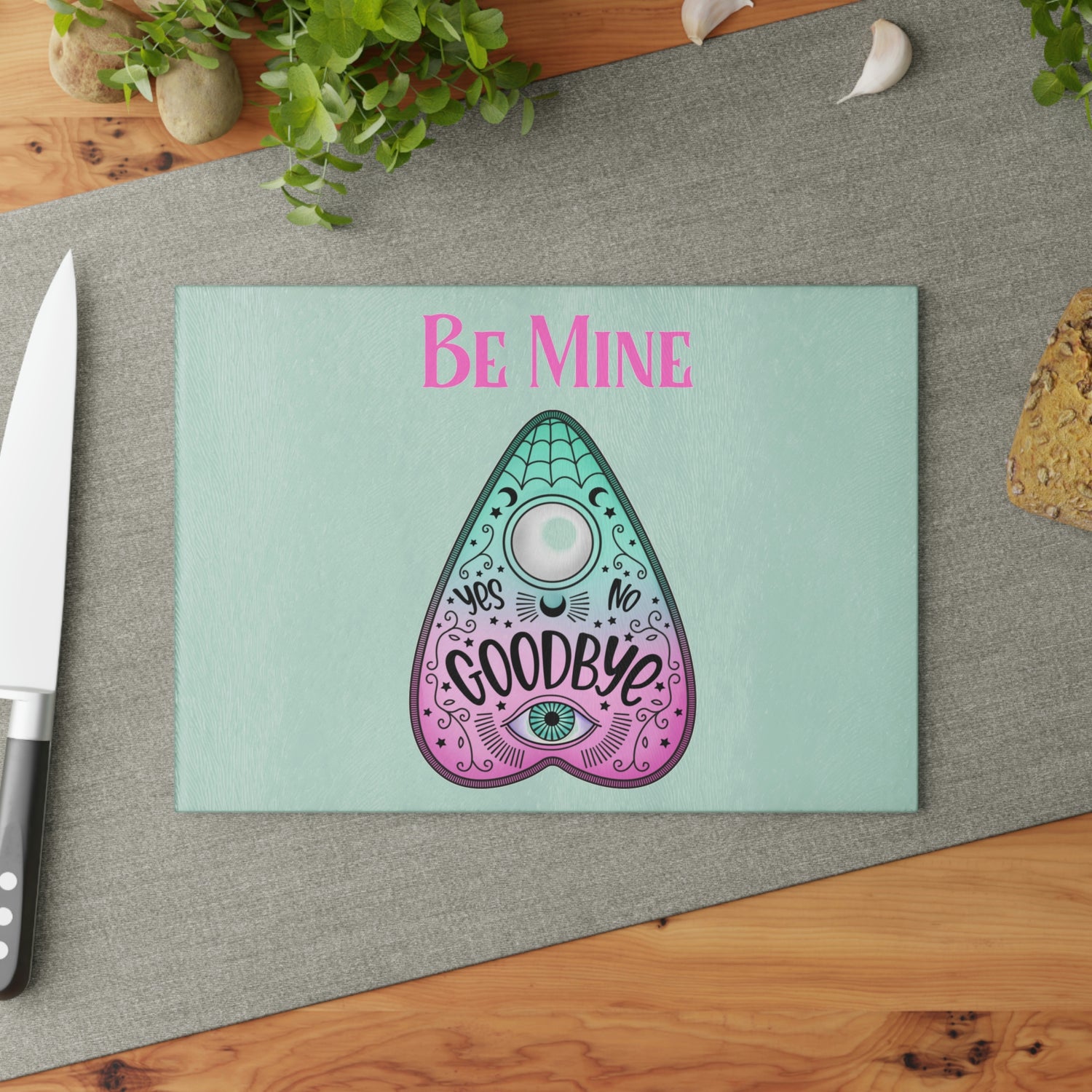 Be Mine Glass Cutting Board - Witchy Kitchens