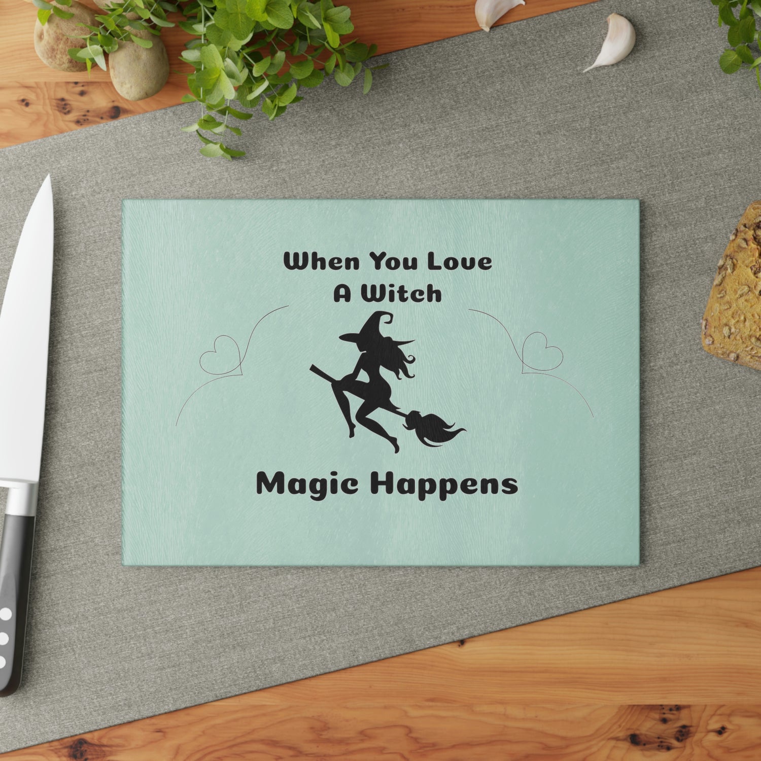 When you Love a Witch Glass Cutting Board - Witchy Kitchens