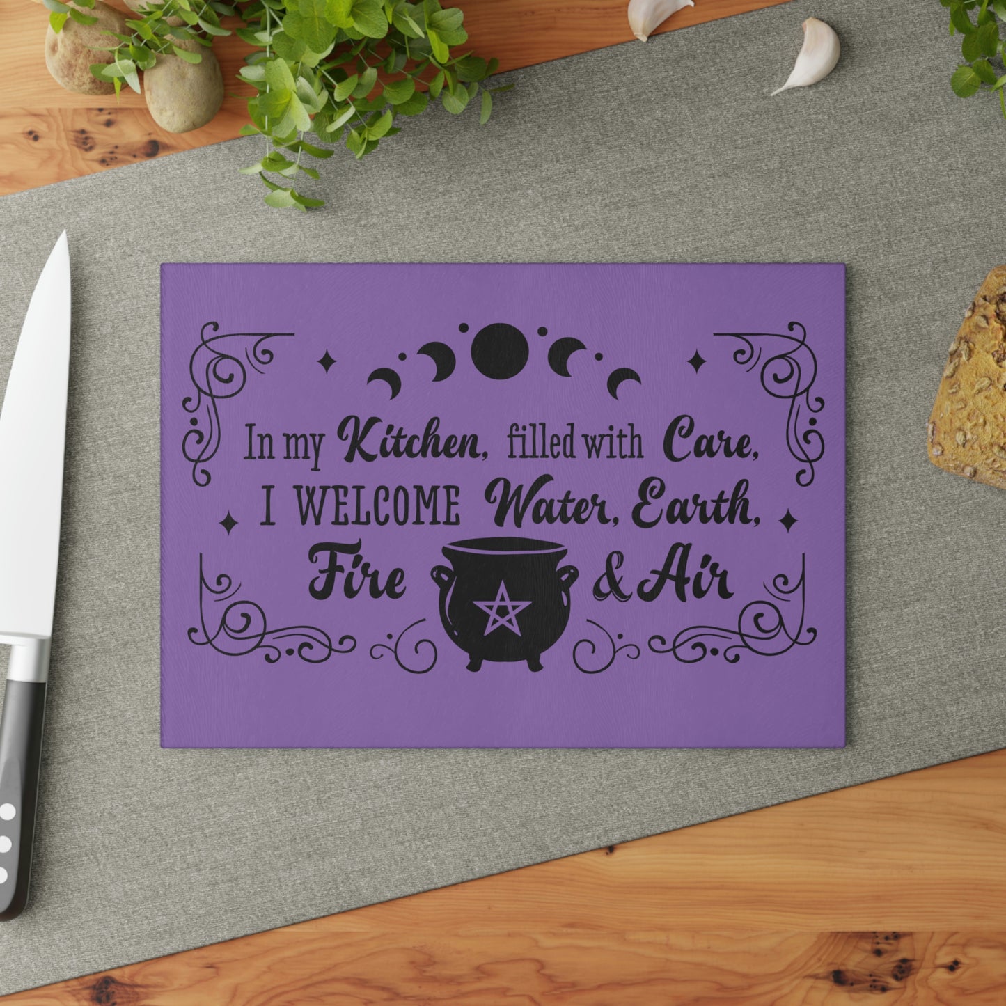 Purple In My Kitchen Glass Cutting Board - Witchy Kitchens