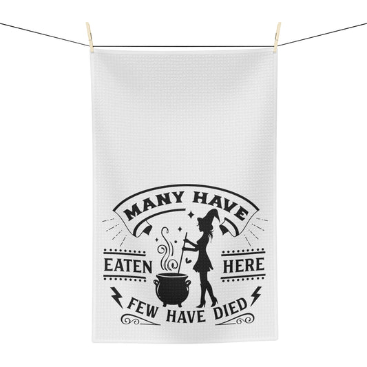 Many Have Eaten Here White Tea Towel - Witchy Kitchens