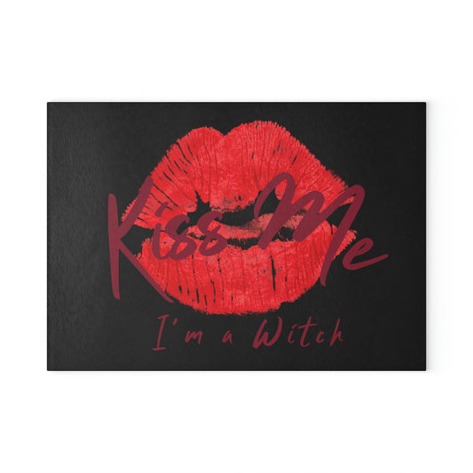 Black Kiss Me Glass Cutting Board - Witchy Kitchens