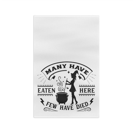 Many Have Eaten Here White Tea Towel - Witchy Kitchens