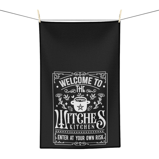 Enter at Your Own Risk Black Tea Towel - Witchy Kitchens