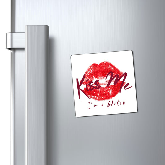 White Kiss Me I'm a Witch Magnet - Witchy Kitchens