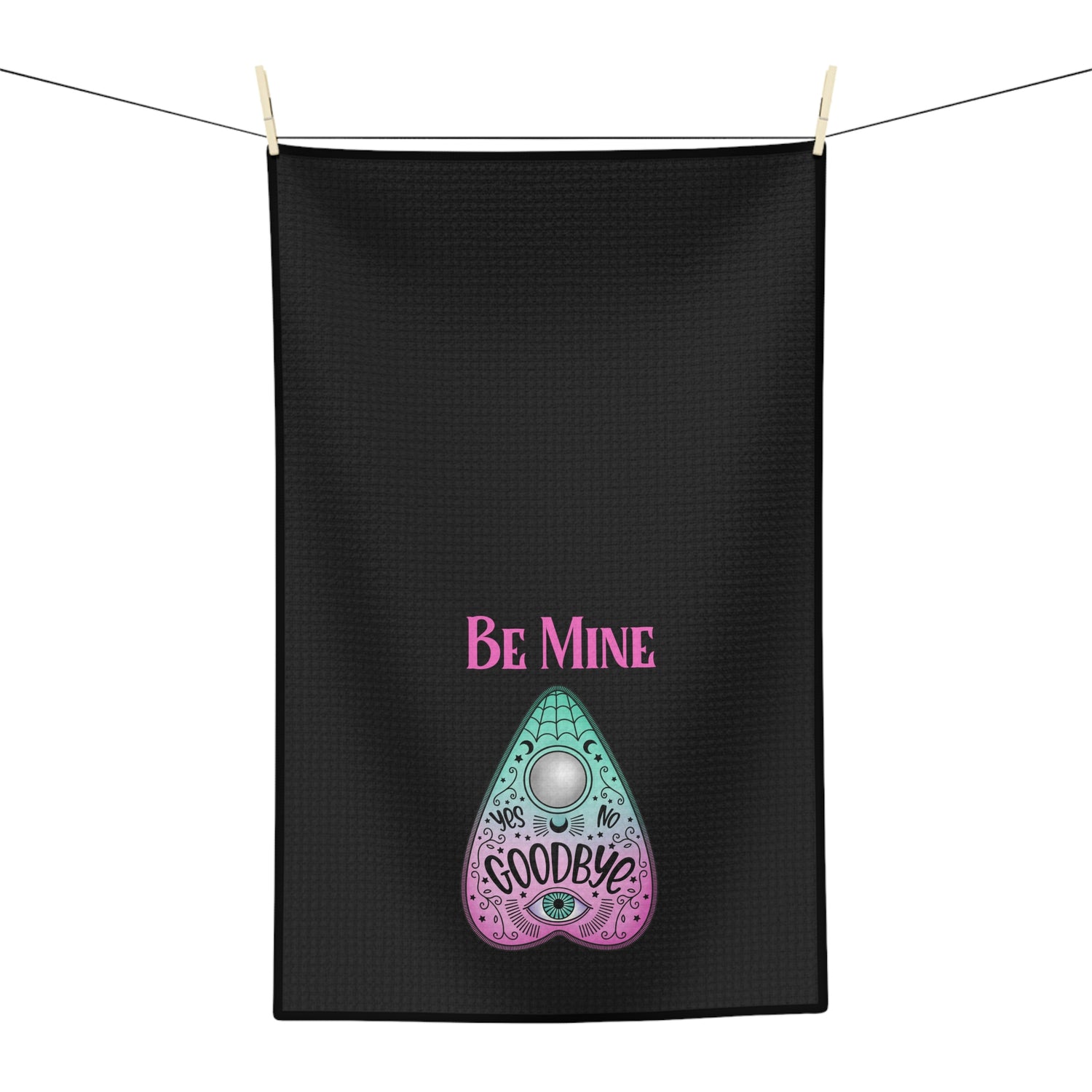 Be Mine Black Tea Towel - Witchy Kitchens