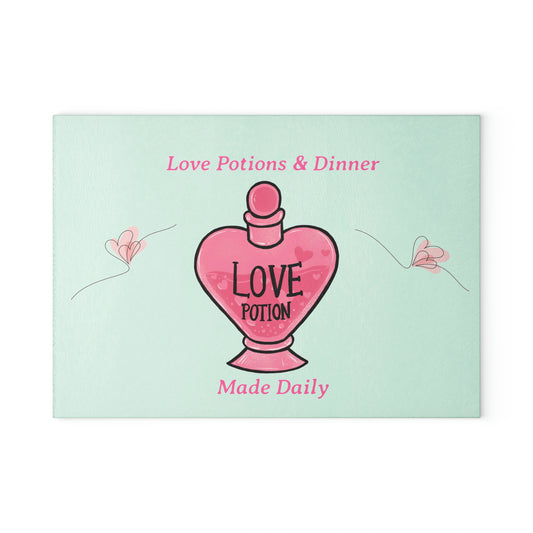 Love & Dinner Glass Cutting Board - Witchy Kitchens