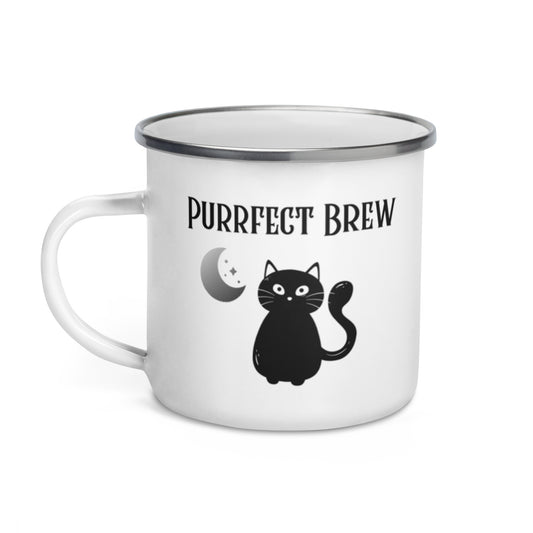 Purrfect Brew Enamel Mug - Witchy Kitchens