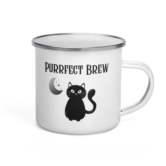 Purrfect Brew Enamel Mug - Witchy Kitchens
