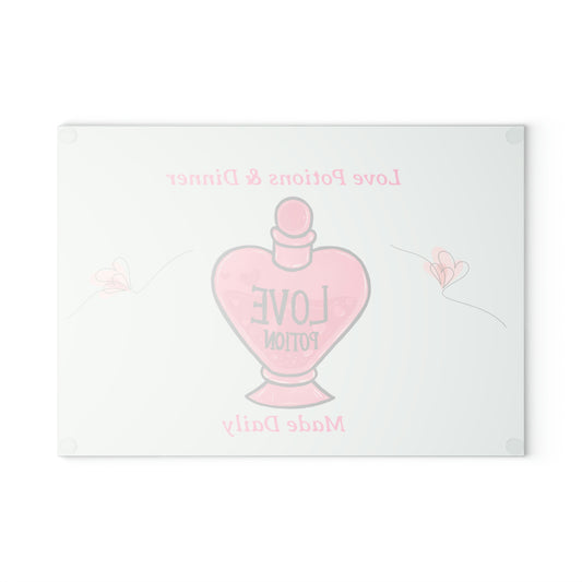 Love & Dinner Glass Cutting Board - Witchy Kitchens