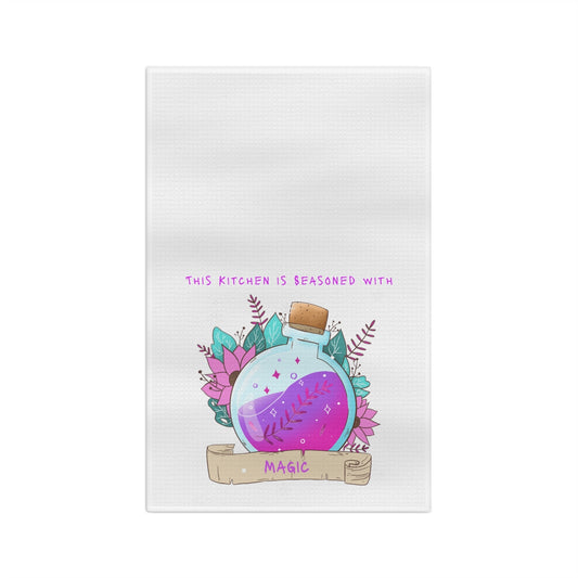 Seasoned With Magic Tea Towel - Witchy Kitchens